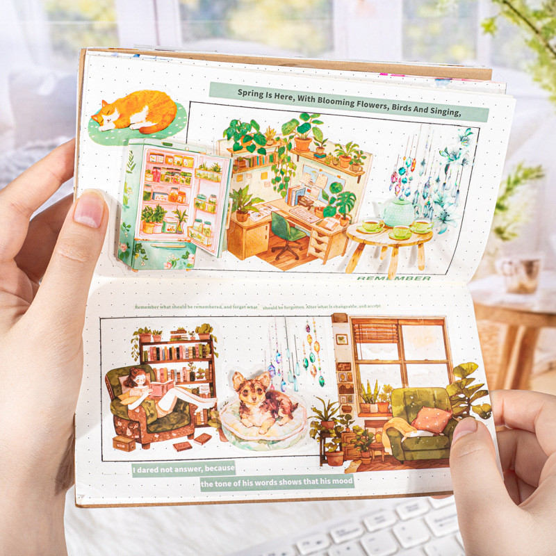 

Mr.Paper, The Little Beautiesof Life Healing Wind PET Material Stationery Stickers Vintage Warm Home Theme Account Stickers Pack