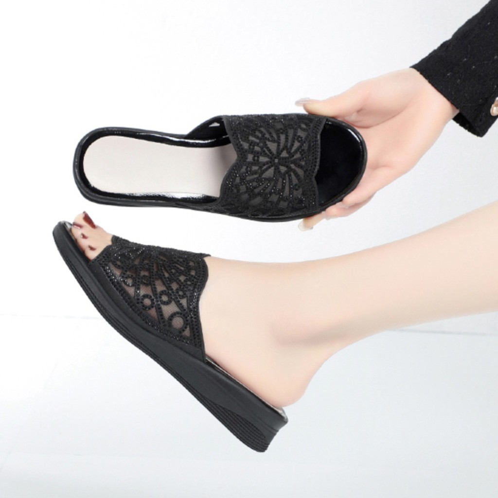 Sandal Wanita Flat Hak 3cm/sendal pesta/sandal kondangan Remaja viral