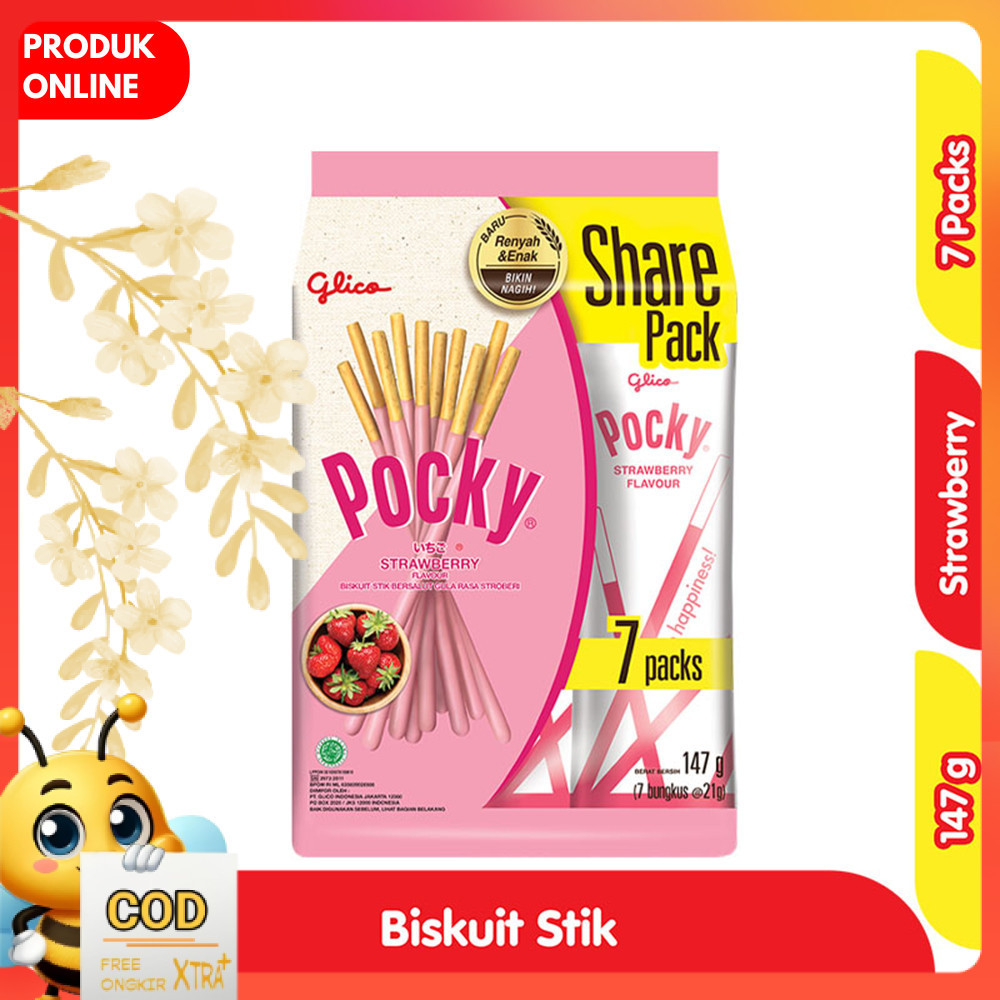 

Pocky Biskuit Stik Stroberi Share Pack 7 x 21 g