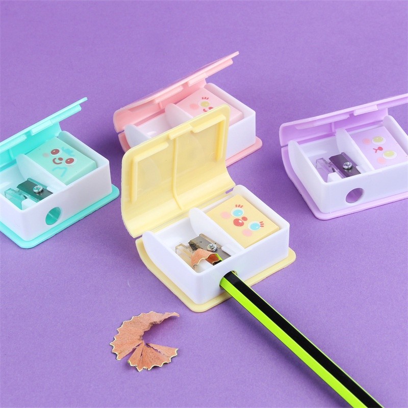 

1set Kreatif Buku Kartun Pengasah Pensil Manual & Eraser Sekolah