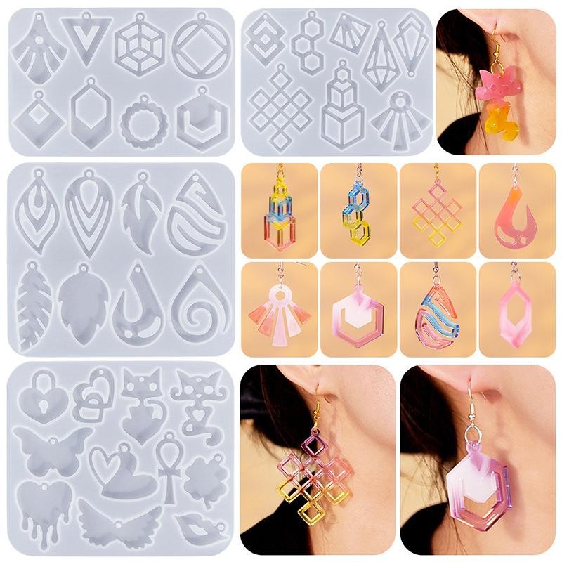 

DIY Earring Pendants Epoxy Resin Silicone Mold Multi Shaped Earrings Mould Jewelry Making Keychain Pendant Ornament Casting Mold