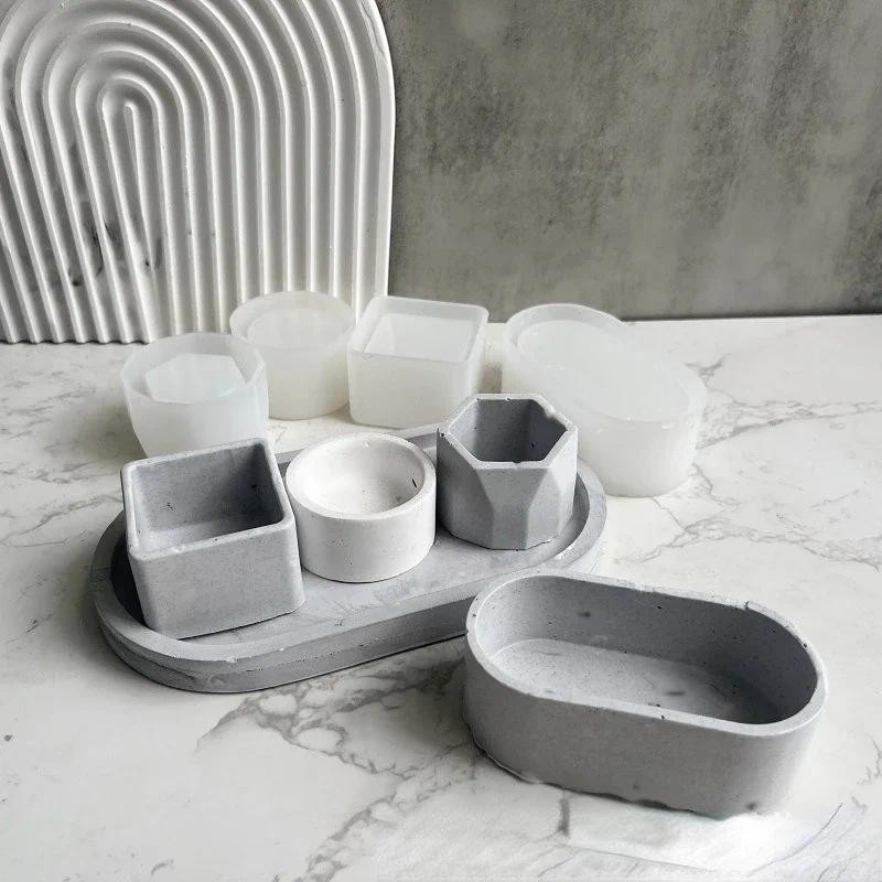 

Oval Square Round Small Flower Pot Mold Candle Holder Storage Box Silicone Plaster Mix Mould Epoxy Resin Molds