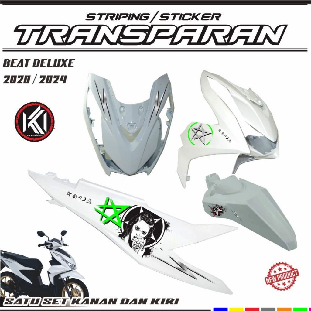 MOTIF KEREN STRIPING STICKER TRANSPARAN UV MOTOR BEAT DELUXE 2020 2024