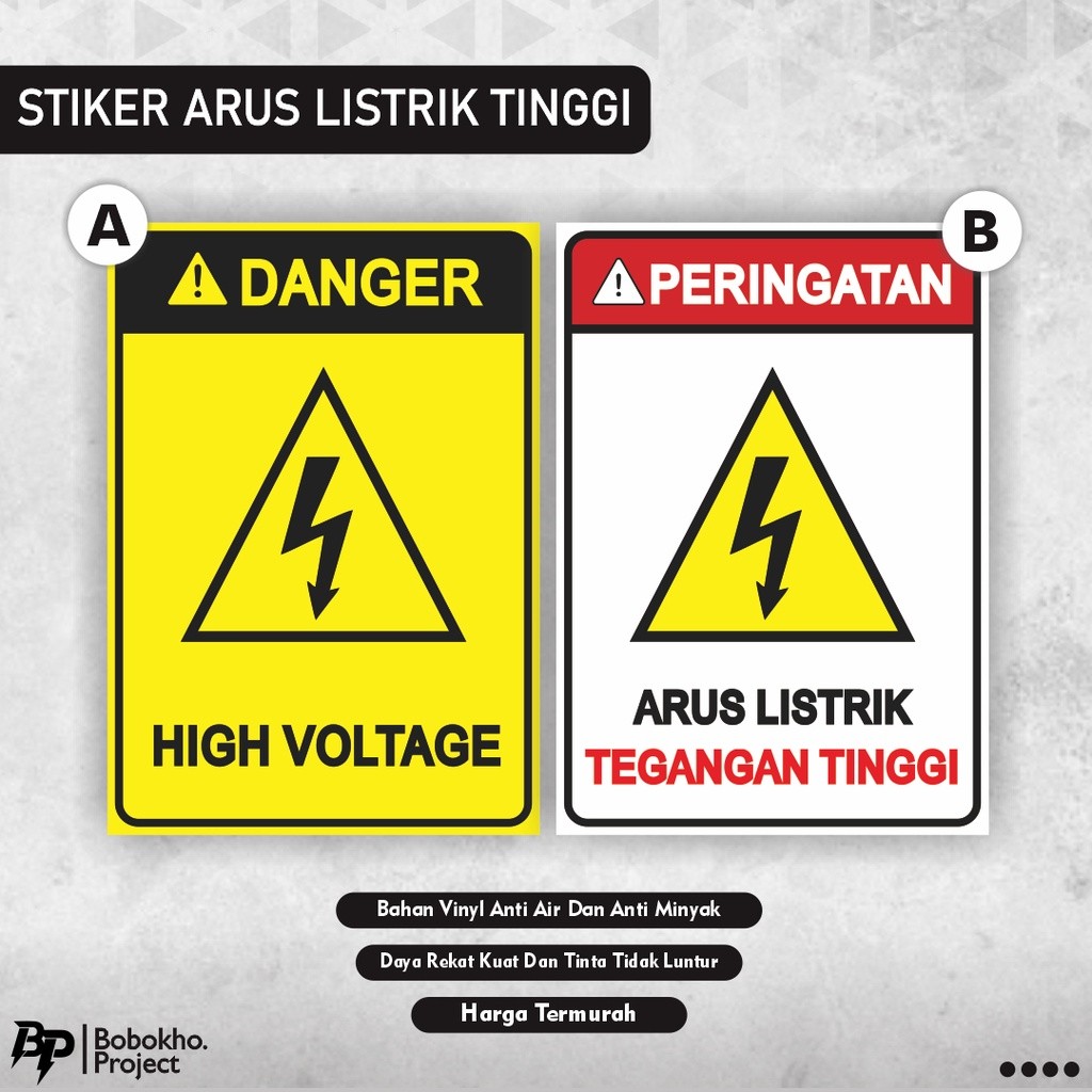 

Sign Sticker Arus Listrik Tinggi / Sticker High Voltage / Stiker Listrik / Stiker Tegangan Tinggi / Stiker Panel Listrik