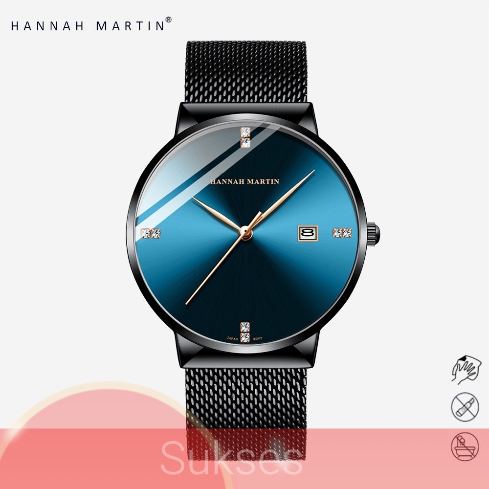 HANNAH MARTIN Jam Tangan Pria 100% Original Tahan air COWOK Kronograf Quartz