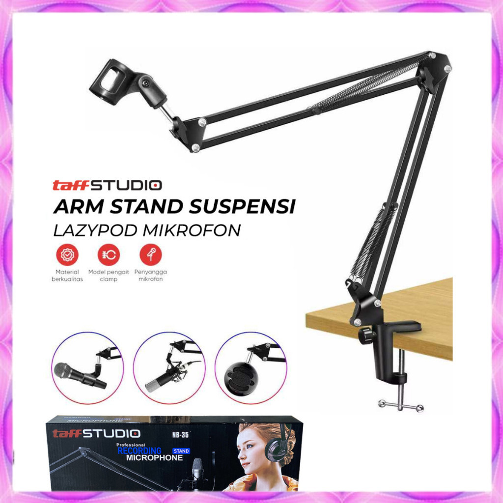Stand Mikrofon Microphone - Arm Stand Suspensi Mikrofon - Taffstudio Arm Stand Suspensi Lazypod-COD