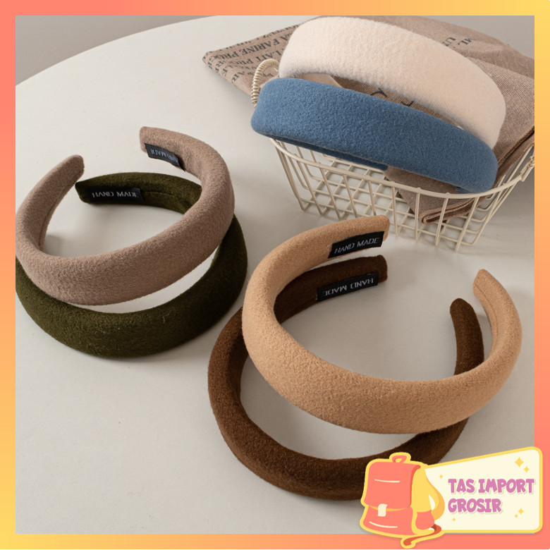 Tas Import - B5633 Bando Kain Tebal Wanita Korea / Bando Kain Warna Pastel / Headband Cloud Polos Le