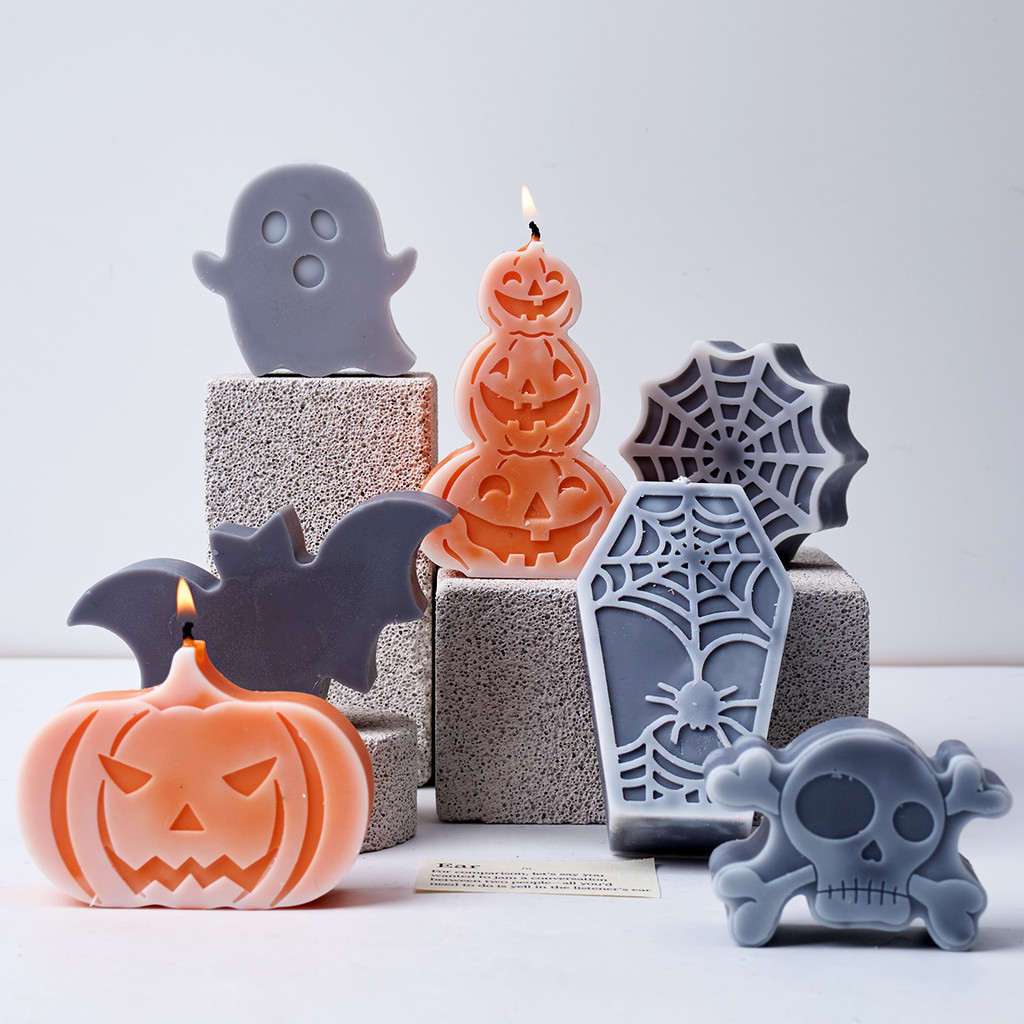 

Pumpkin Halloween Silicone Mould DIY Handmade Spider Web Coffin Soap Scented Candle Chocolate Baking Mold Halloween Crafts Gift