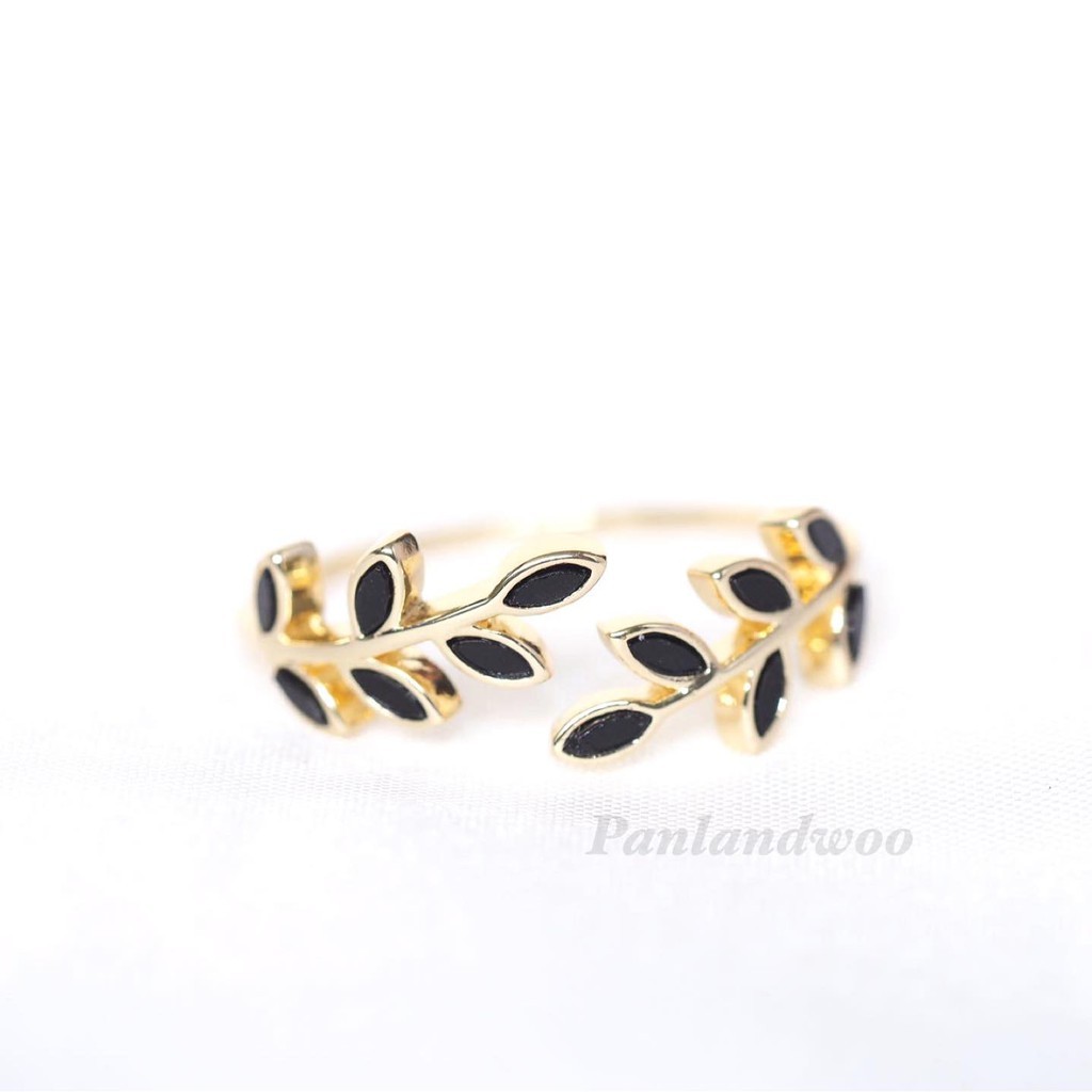 Panlandwoo - Cincin Rhodium Wanita Black Olivia Adjustable