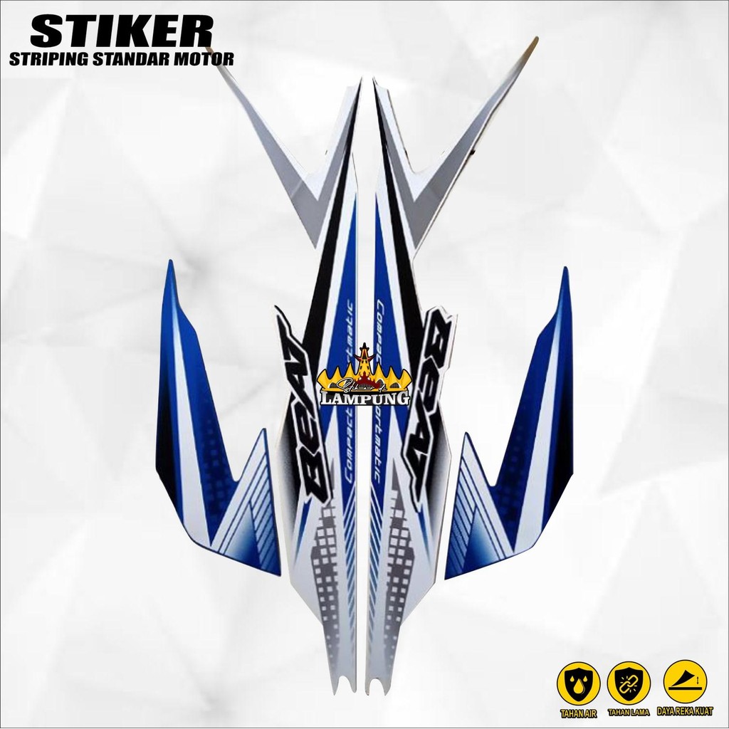 Striping Motor Beat Fi 2020 Cbs  Sticker Beat Deluxe 2020 Cbs Standar Full Set Warna Putih Biru