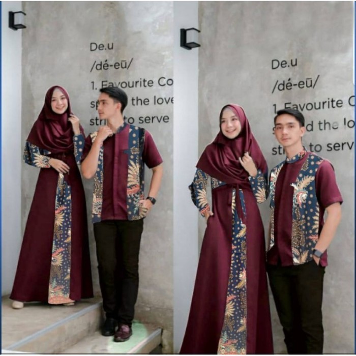 Gamis Couple Keluarga Trend Terbaru 2021 Edisi Lebaran Aruna Batik XL - Merah