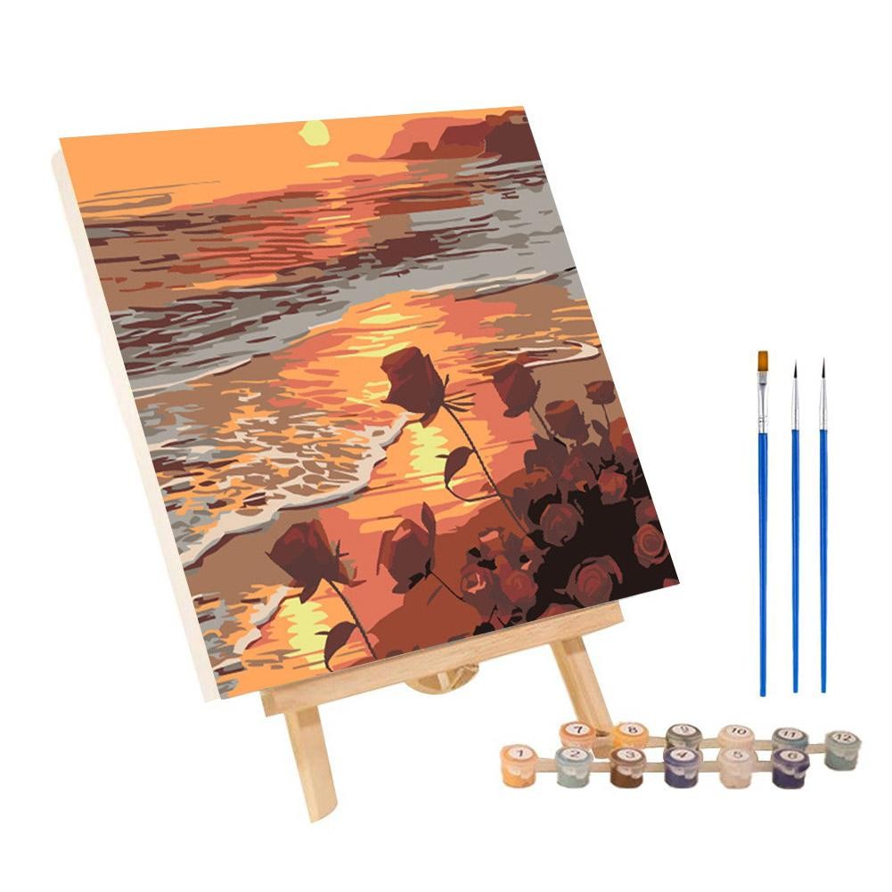 

Paint by Numbers Flowers in the Sunset Sea Drawing On Canvas HandPainted Art Gift DIY Picture By Number Kits Home Decor