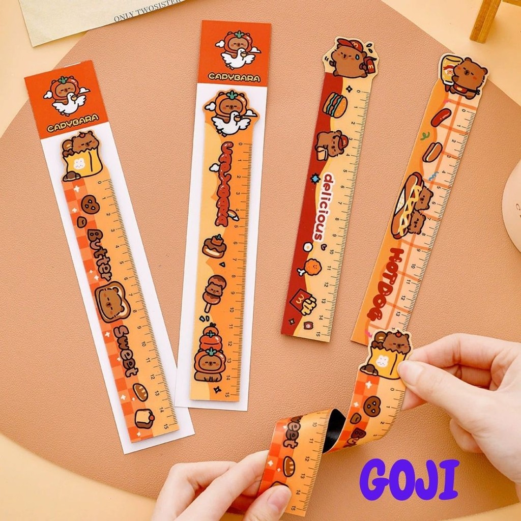 

GOJI Penggaris Karet Lentur Elastis Motif Capybara 15cm Lucu Kapibara Kartun Garisan Lurus