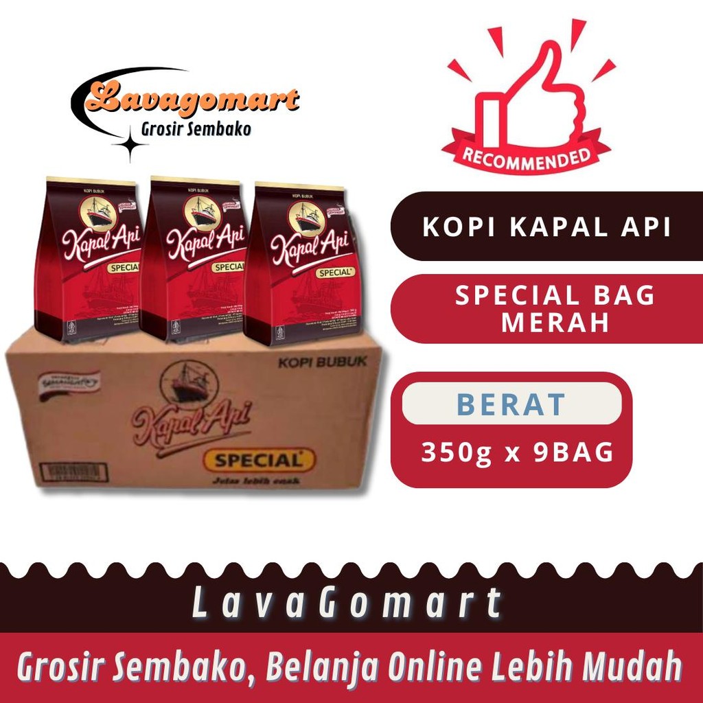 

KOPI KAPAL API SPESIAL MERAH 380/350g - 1 DUS - LAVAGOMART - BANDUNG
