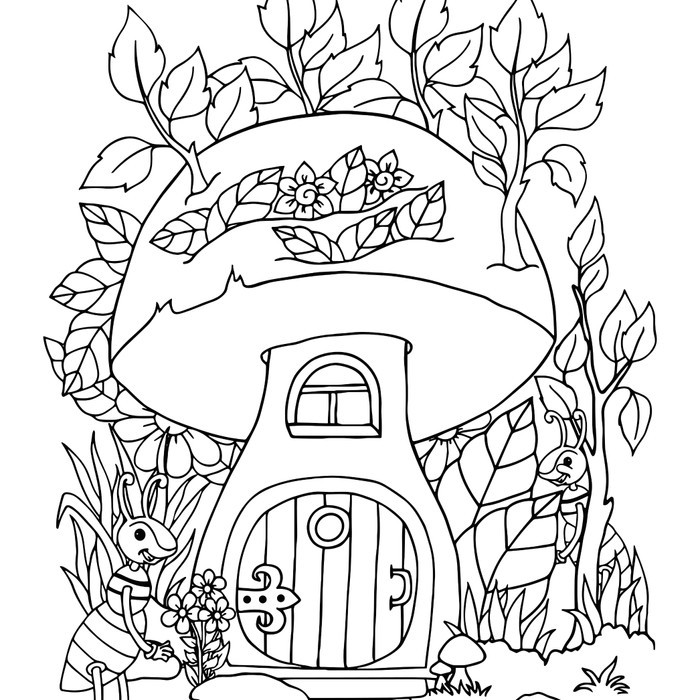 

10 LEMBAR kertas mewarnai, GAMBAR MEWARNAI tema RUMAH JAMUR