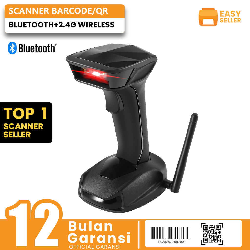 Barcode Scanner Cordless 1D+2D Support Wireless +Bluetooth Cocok Untuk Scan Barcode Produk