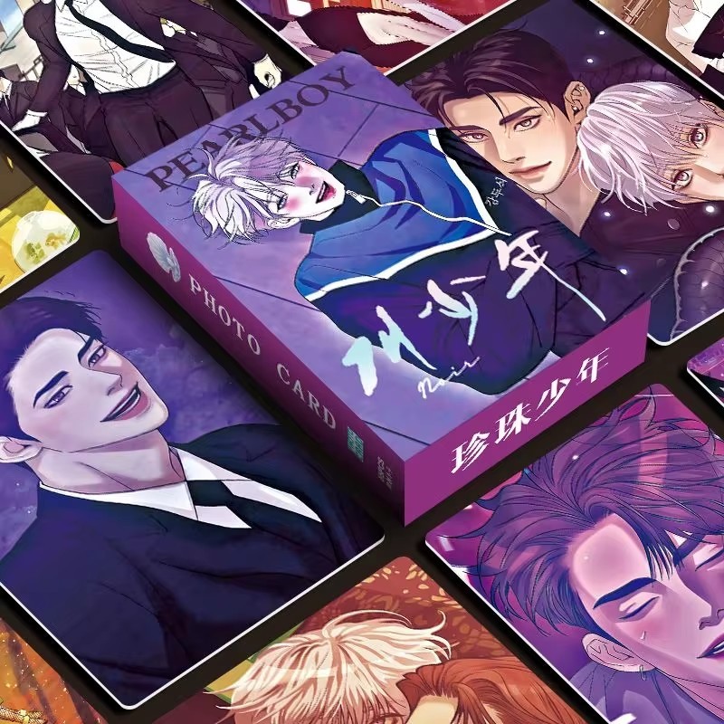 

55 Pcs/Set New Korean Manhwa Shell Pearl Boy Laser Lomo Card Jooha Dooshik Comic Characters HD Photocard Cosplay Gift
