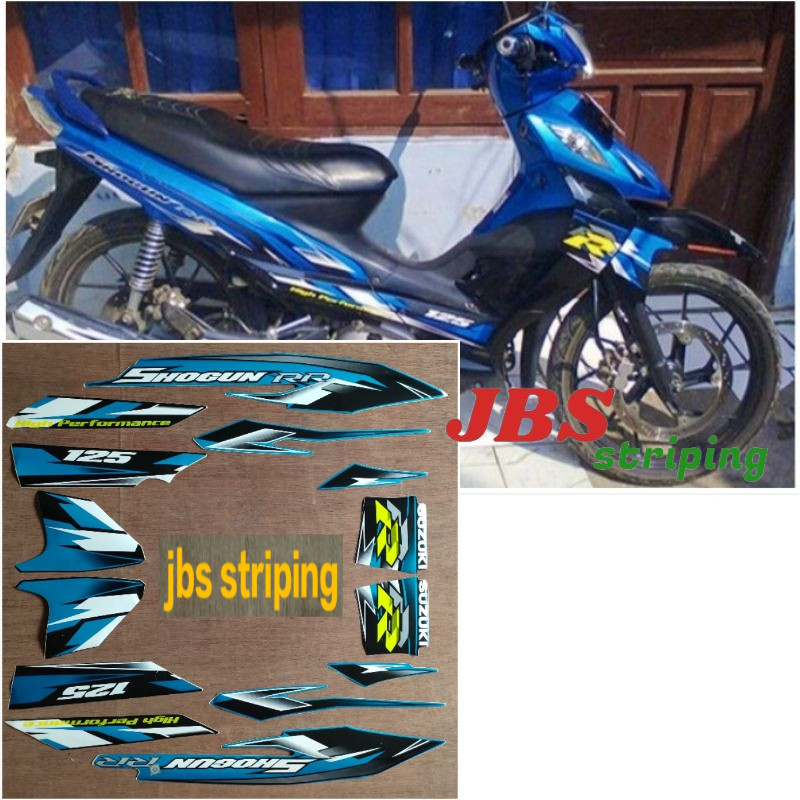 Striping stiker list body Suzuki Shogun RR 125 Hitam Biru Tahun 2008