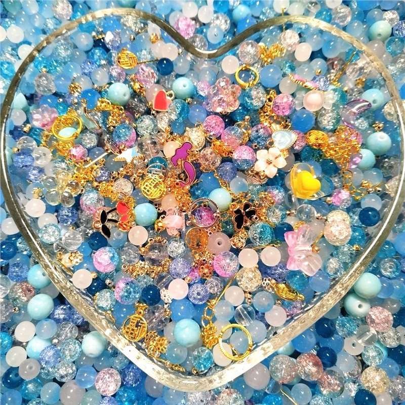 

500g/pack Mixed Glass Beads Metal Pendants Spacer Bead Jewelry Accessories for DIY Bracelets Necklace Anklet Jewelry Making