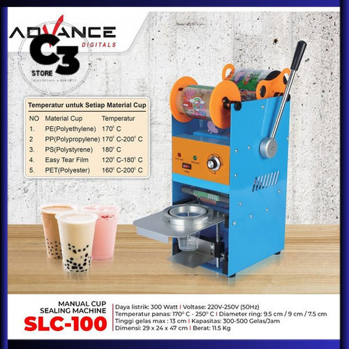 Mesin Cup Sealer Advance SLC 100 Mesin Press Gelas 22oz 18oz 16oz 14oz 12oz penutup minuman