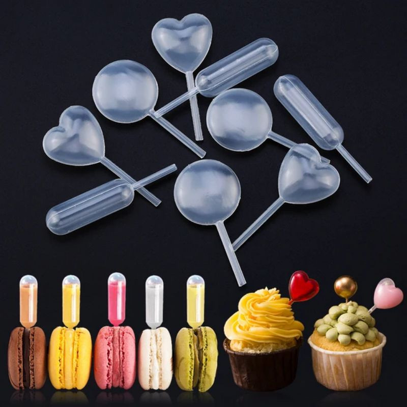 50 pcs Pipet tetes kue 4ml pipet plastik infuser untuk puding cupcake dessert pipet cupcake pipet vl
