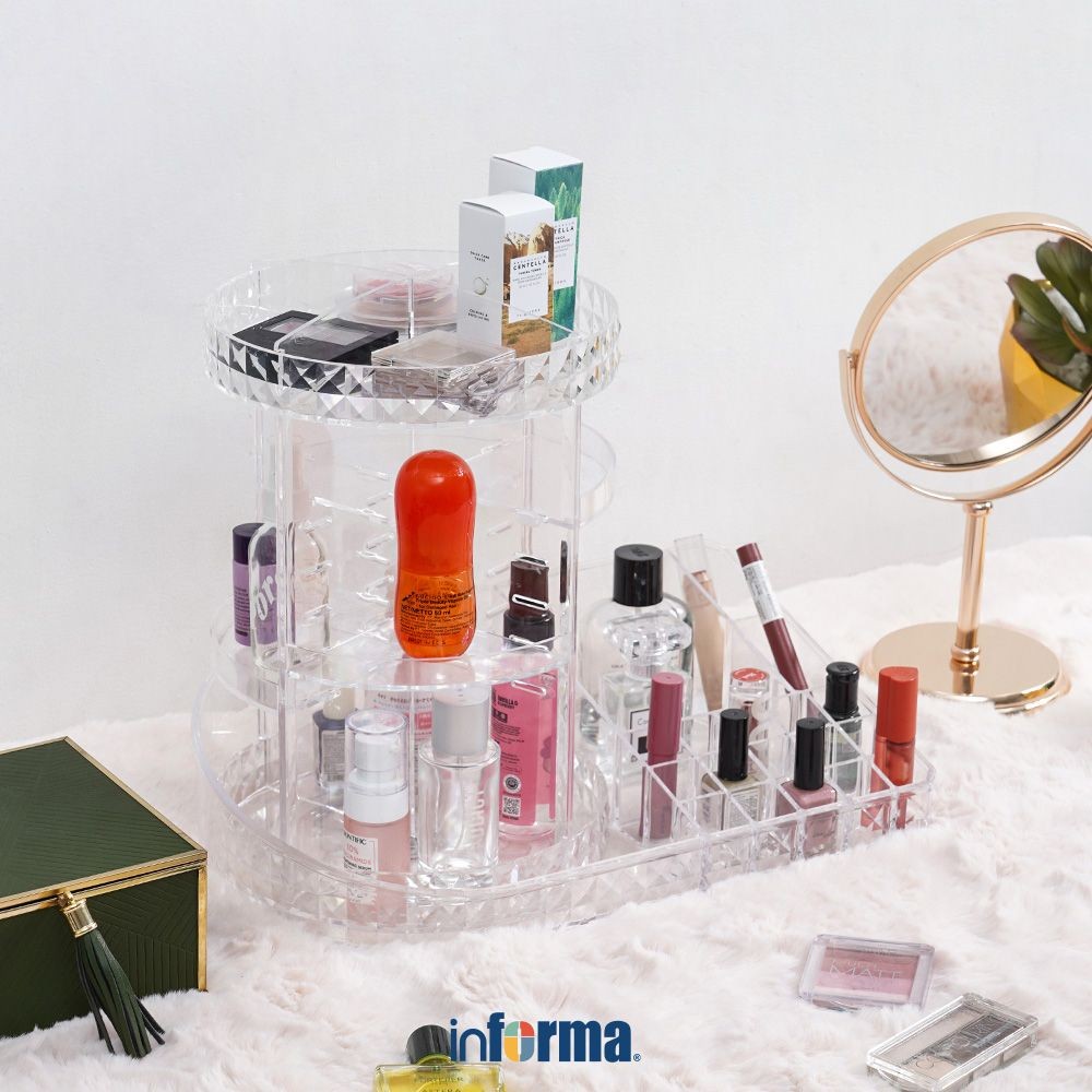 Informa Kotak Kosmetik Putar 37.5X22.7X32.5 cm Tempat Make Up Wadah Simpan Alat Dandan Cosmetic Stor