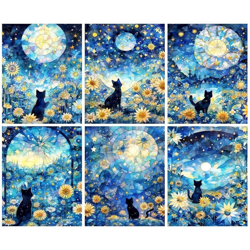 

GATYZTORY Paint By Numbers Advanced Paint By Numbers Pictures Cat Under The Starry Sky Handpainted Artwork Bedroom Decoration
