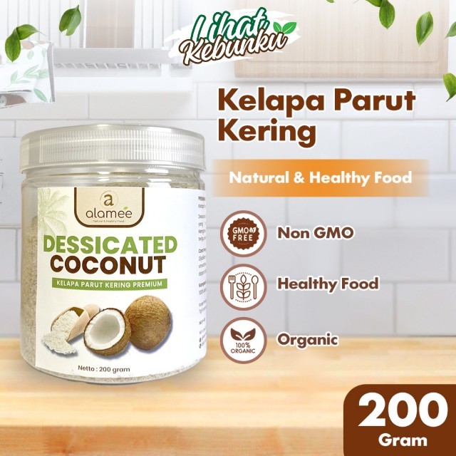 

ALAMEE Kelapa Parut Kering Dried Coconut Flakes Dessicated Topping Taburan Kue 200gr LIHAT KEBUNKU