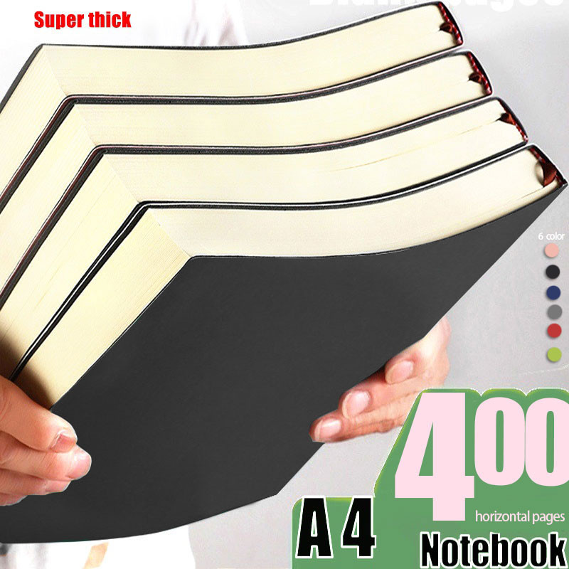 

A4 Super Thick 400 Pages Business Notebook Creative Waterproof Leather Office student Diary Notepad Stationery