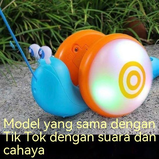 KIDS PUSH PULL WALKING SNAIL TOY  Tali selebgram bekicot/tali tarik traksi/bayi merangkak/musik caha