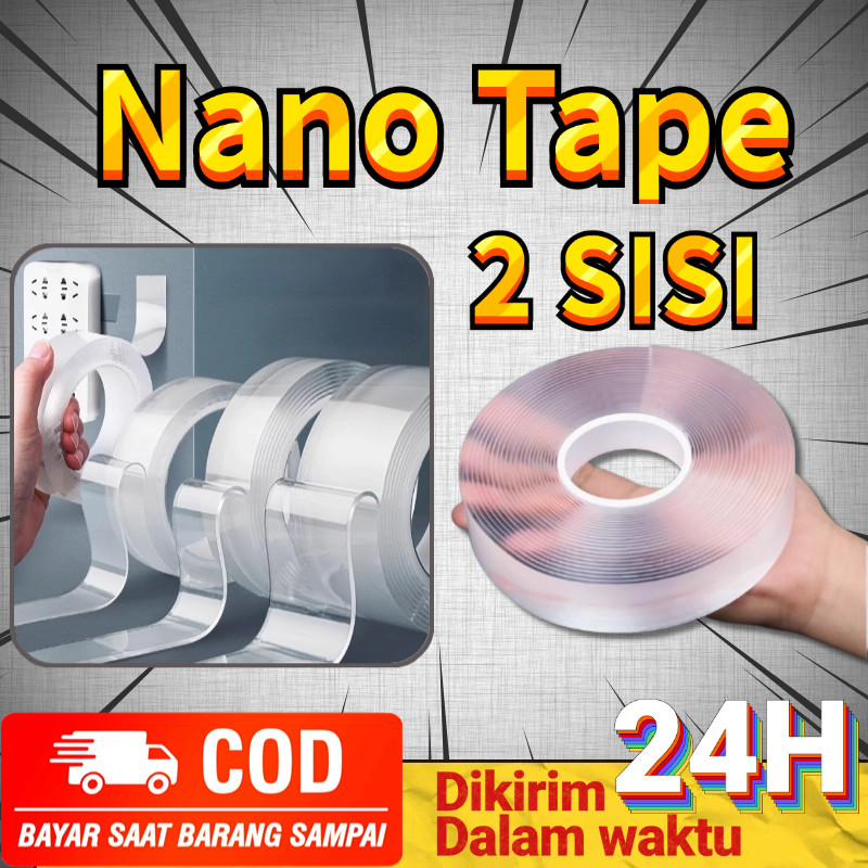 

Bisa COD Nano Tape Tonata / Double Tape Bening Tahan Air / 1 mm 3 cm x 3 Meter Gel Anti Air Super Kuat Reusable Tape