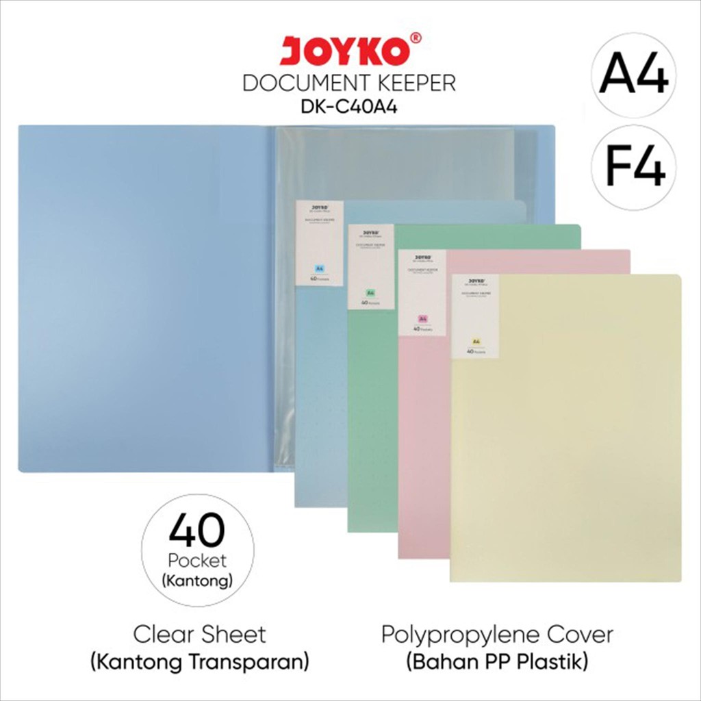 

JOYKO Document Keeper A4 F4 40 Pockets / Clear Holder Book 40 Lembar Map Plastik / Display Book Map File Folder Dokumen