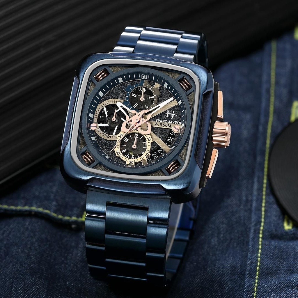 Evans Jayden Jam Tangan Pria 9555 Rantai Stainless Steel Water Resistant 5ATM