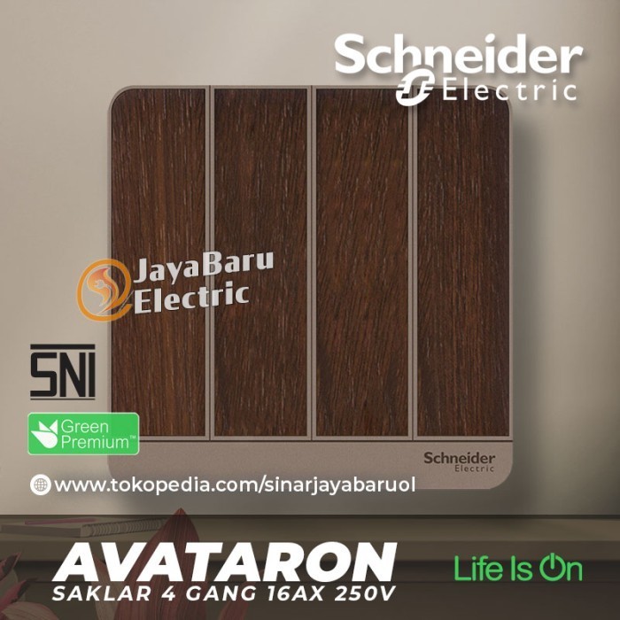 Saklar SCHNEIDER AvatarOn Avatar On 4Gang 4 Gang 1Arah Hotel Wood Kayu