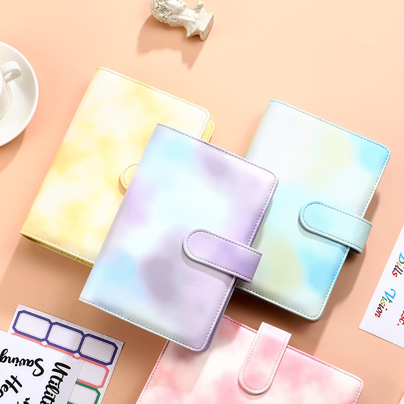 A6 Gradient Binder PU Clip-on Notebook Leather Loose Leaf Notebook Only Cover Notebooks Journal Stat