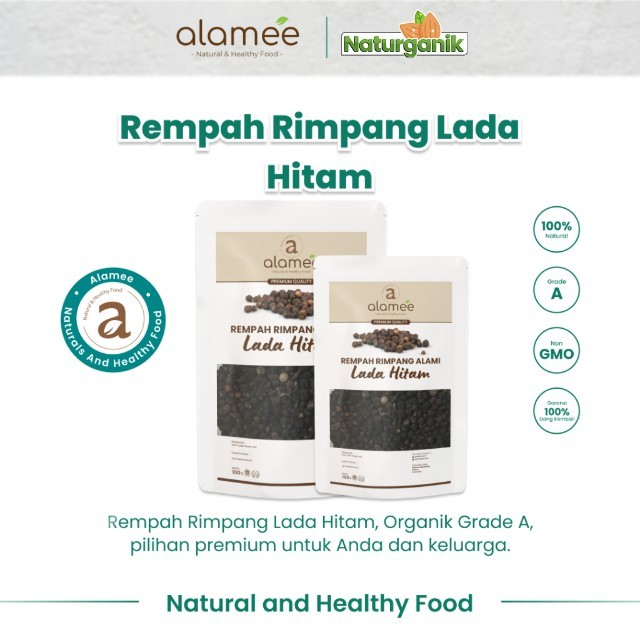 

ALAMEE Lada Hitam Biji Blackpepper Organik Utuh Whole Black Pepper Rempah Rimpang Alami Spice Naturganik