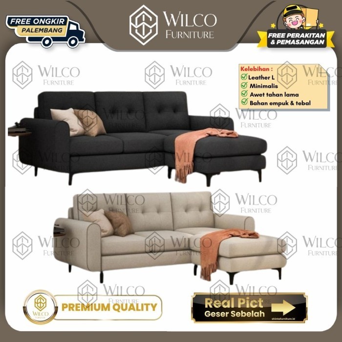 Sofa Leather L Gento / Sofa L Minimalis / Sofa Santai Palembang