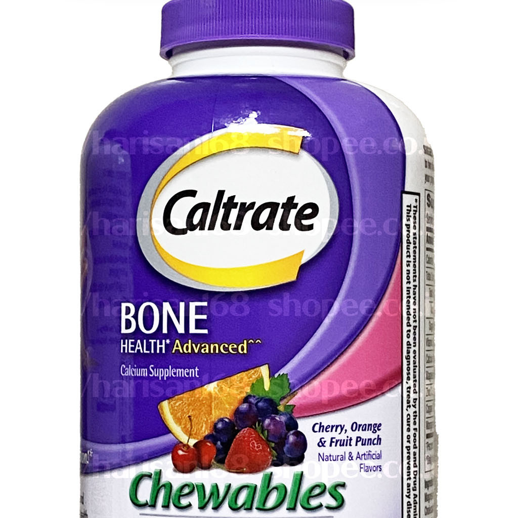Caltrate 600 Vitamin D3 Kalsium Plus Minerals Calcium Supplement, tablet kunyah Cherry, Orange And F