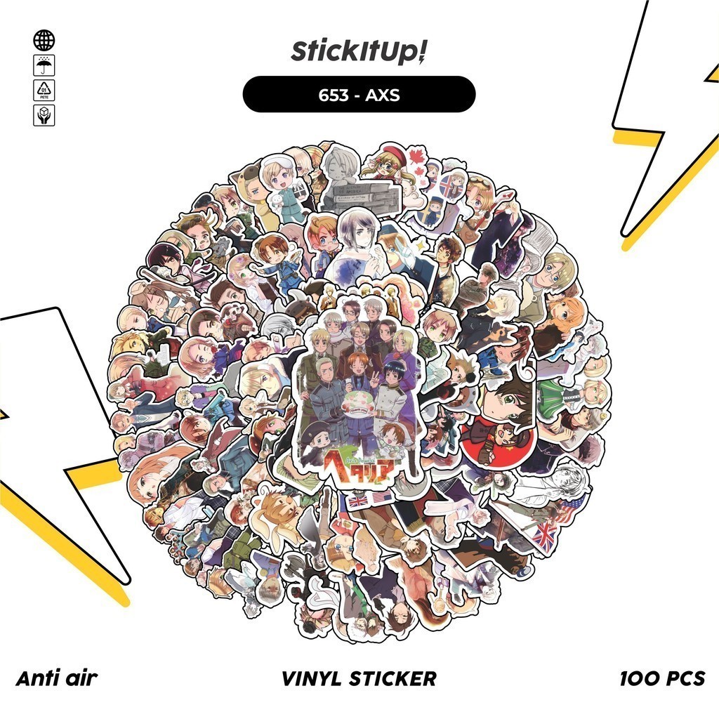 

COD 100 Pcs Stiker Axis Powers World Star Lucu Anti Air Untuk Dekorasi Notebook Sepeda Skateboard Handphone DIY