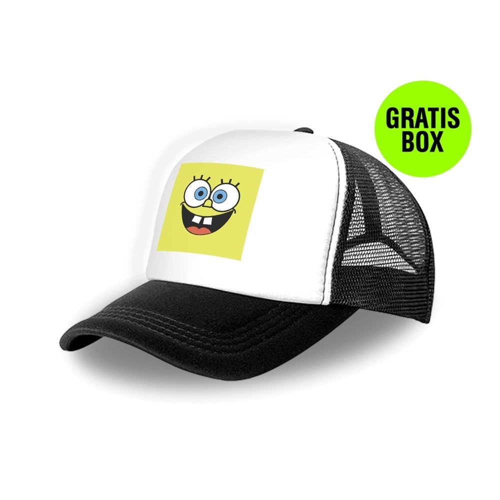 Spongebob Topi Jaring Trucker Hat Snapback Baseball Gambar Animasi Kartun Karakter Pria dann Wanita