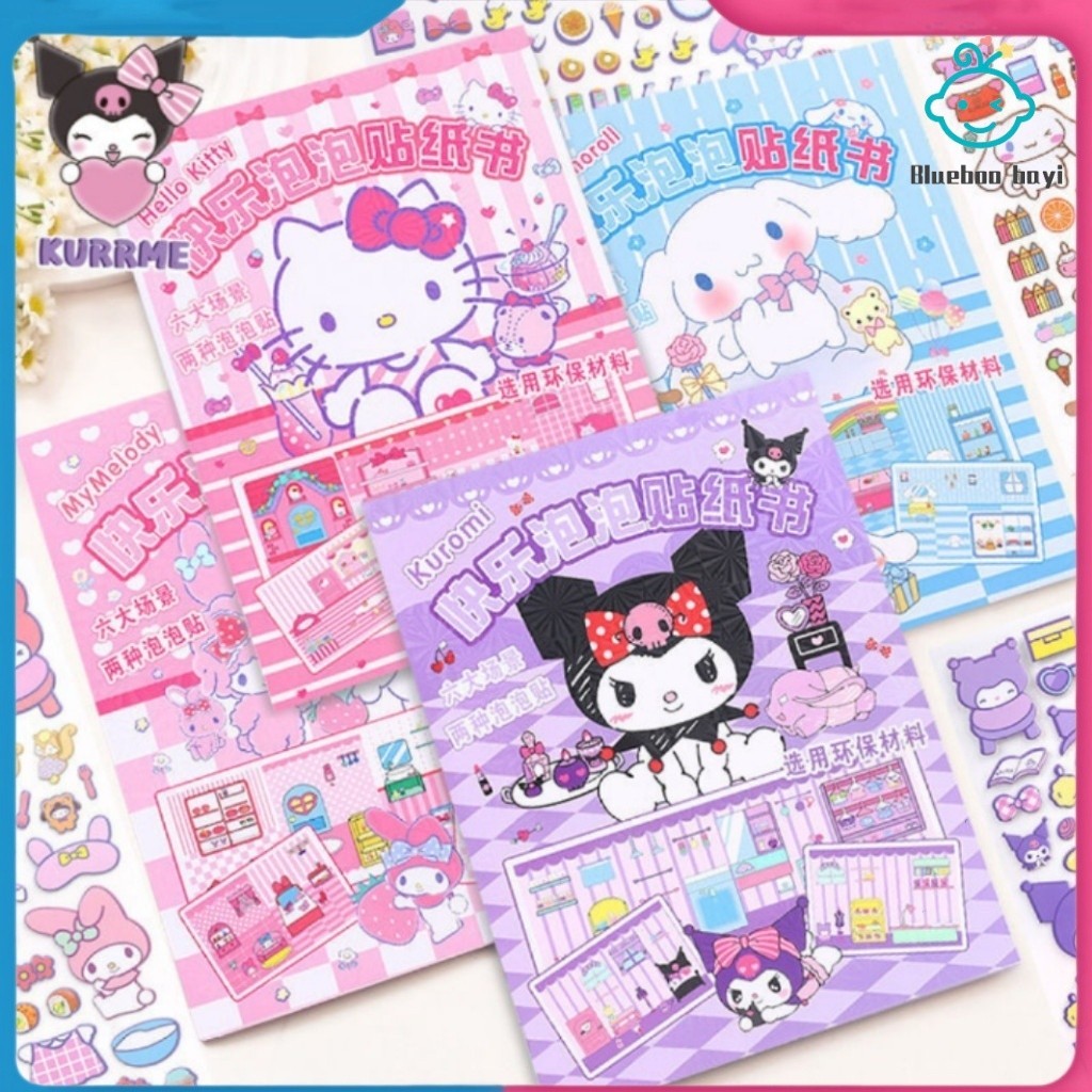 

【COD】Blueboo Ukuran super besar Tidak perlu memotong Quiet Book Buku Sticker Lucu Jumbo/ Bubble 3D Sticker Book Aesthetic DIY Buku Edukasi Puzzle Premium Cinnamoroll Kuromi Melody Hello Kitty