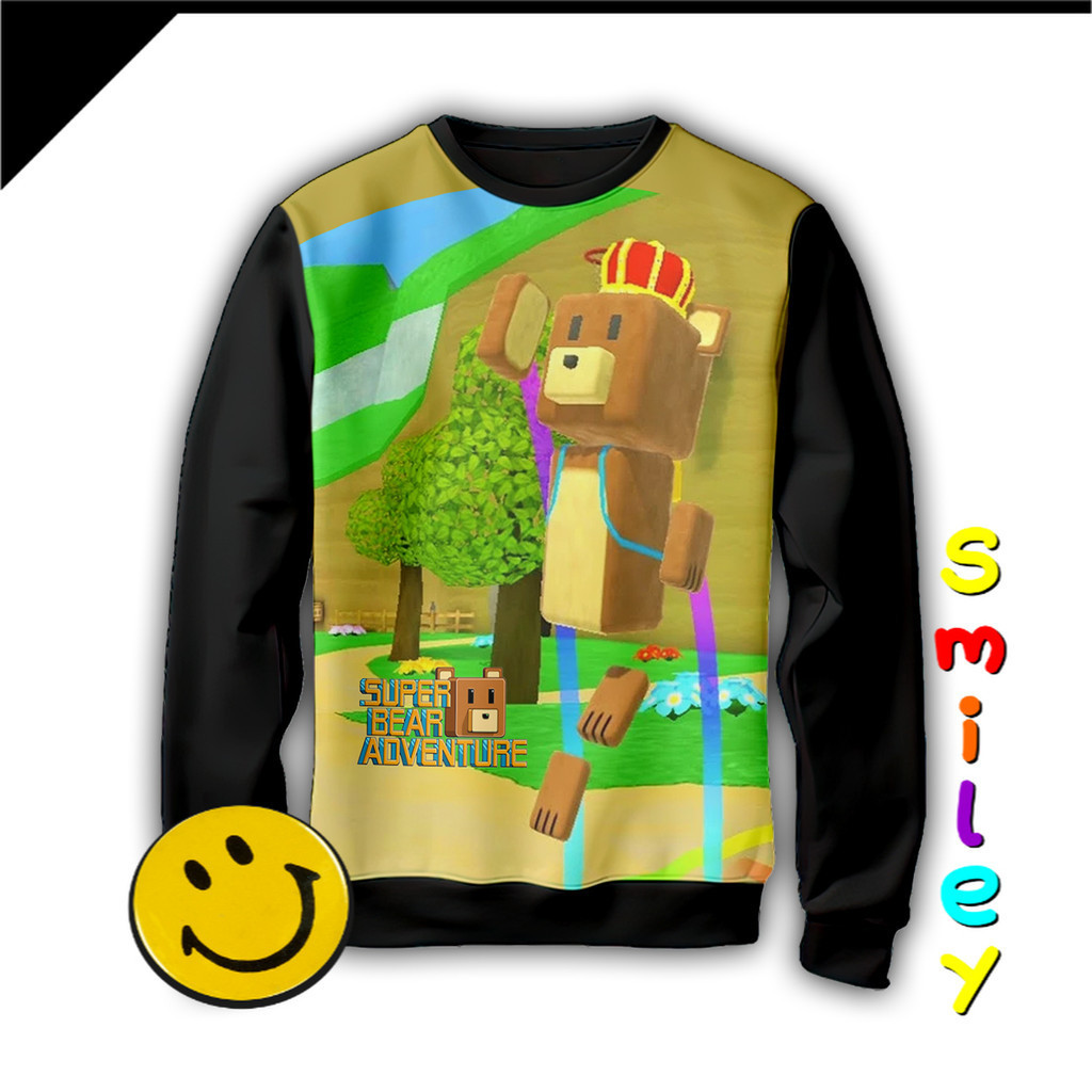 Sweater Anak Super Bear Adventure Jaket 3D Beruang Sultan 01SBA002_SW Untuk Usia 1-12 Tahun - Smiley