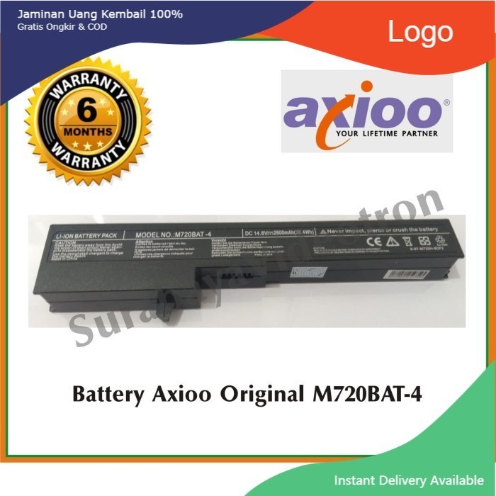Baterai Original AXIOO MLC M720 M725 ZYREX ADVAN M720BAT-4 M720SBAT-4