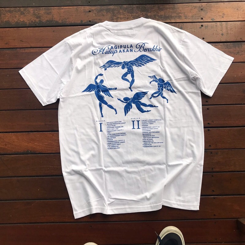 【COD】 HINDIA LAGIPULA HIDUP AKAN BERAKHIR ALBUM CONCERT TSHIRT WHITE KAOS