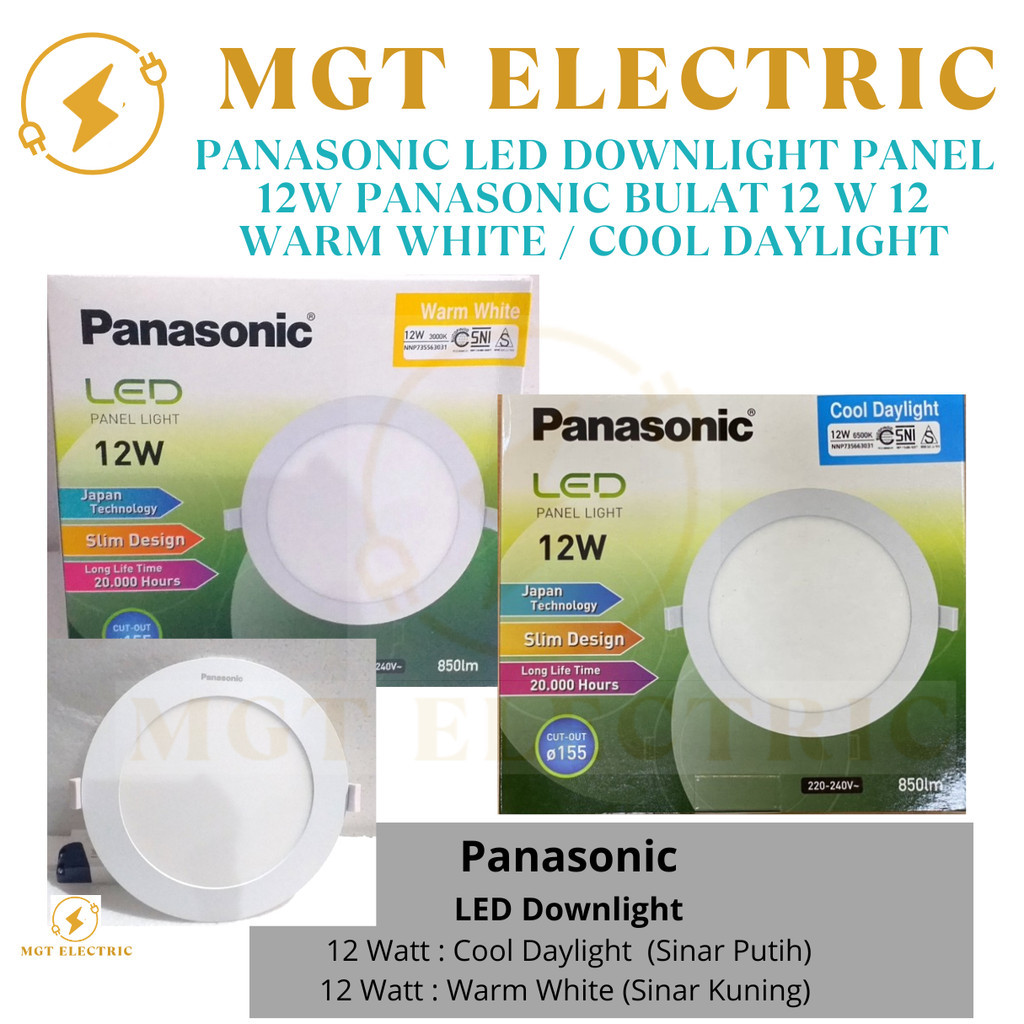 PANASONIC LED DOWNLIGHT PANEL 12W PANASONIC BULAT 12 W 12 Watt 12 WATT