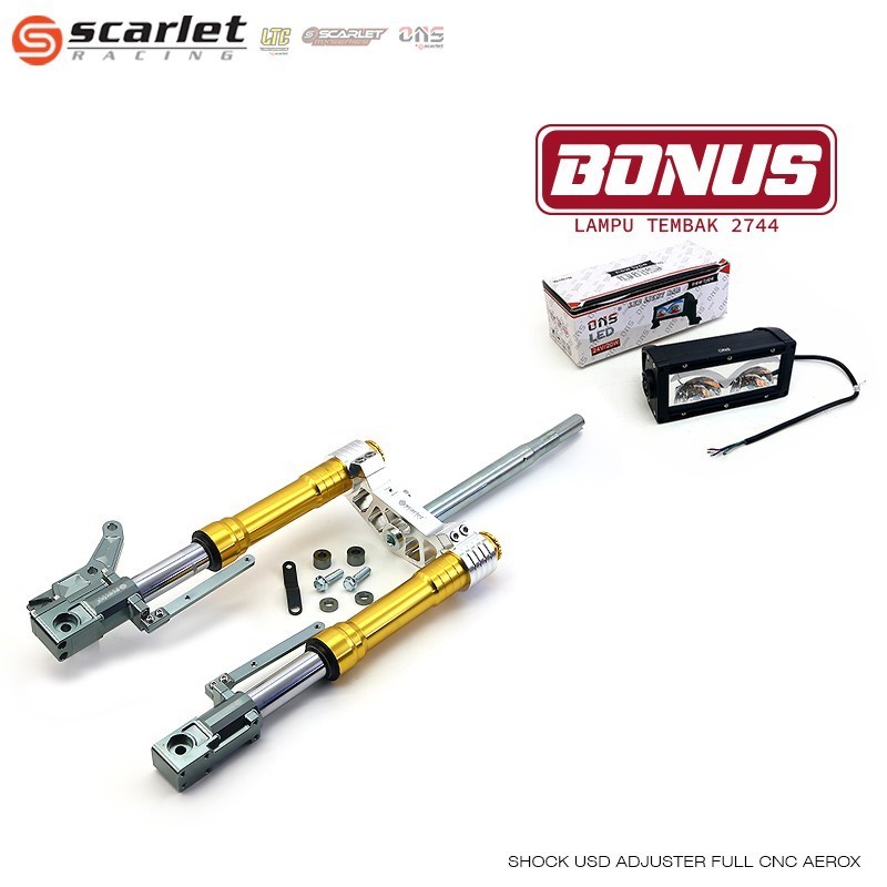 Scarlet Racing - Shock Upside Down Skok Depan USD Adjuster Full CNC Aerox N max Nmax