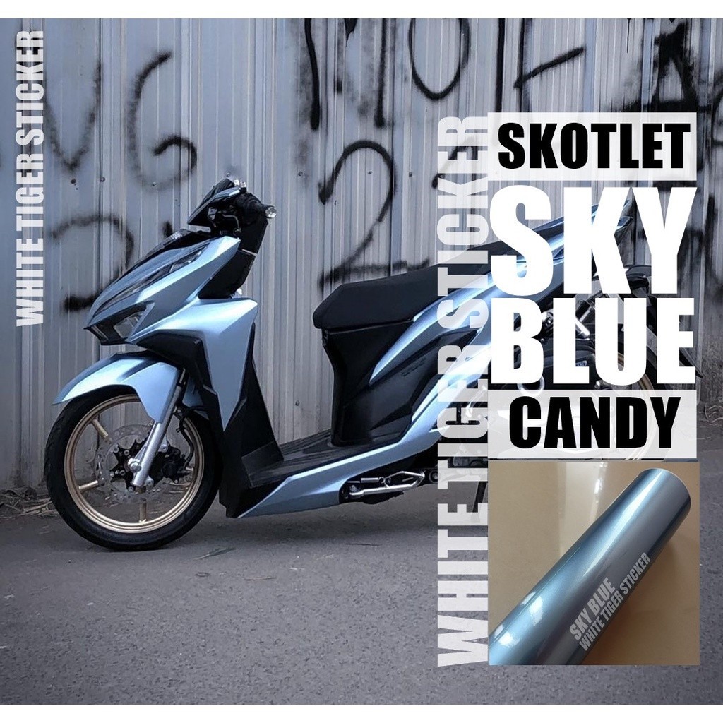SKOTLET STIKER MOTOR SKY BLUE METALIK CANDY SCOTLITE SKYA BLUE METALIK CANDY SKOTLET BIRU MUDA METAL