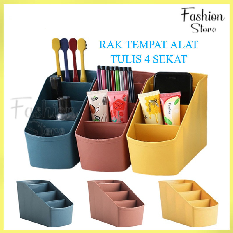 FS GROSIR Rak Meja Tempat Alat Tulis 4 Sekat / Rak Organizer Tempat Penyimpanan ATK Pena Pensil Pulp