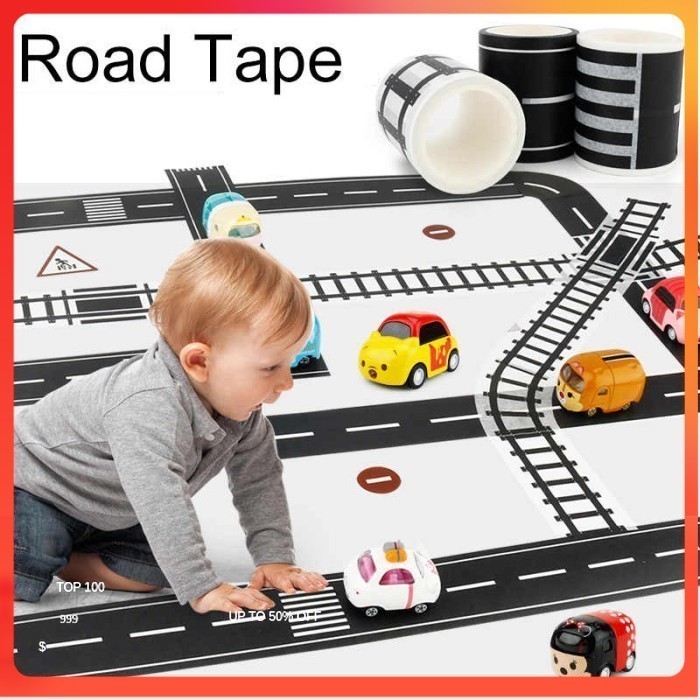 

Lakban Lintasan Mainan Anak Play Tape Road Jalan Raya 48mm -- Black