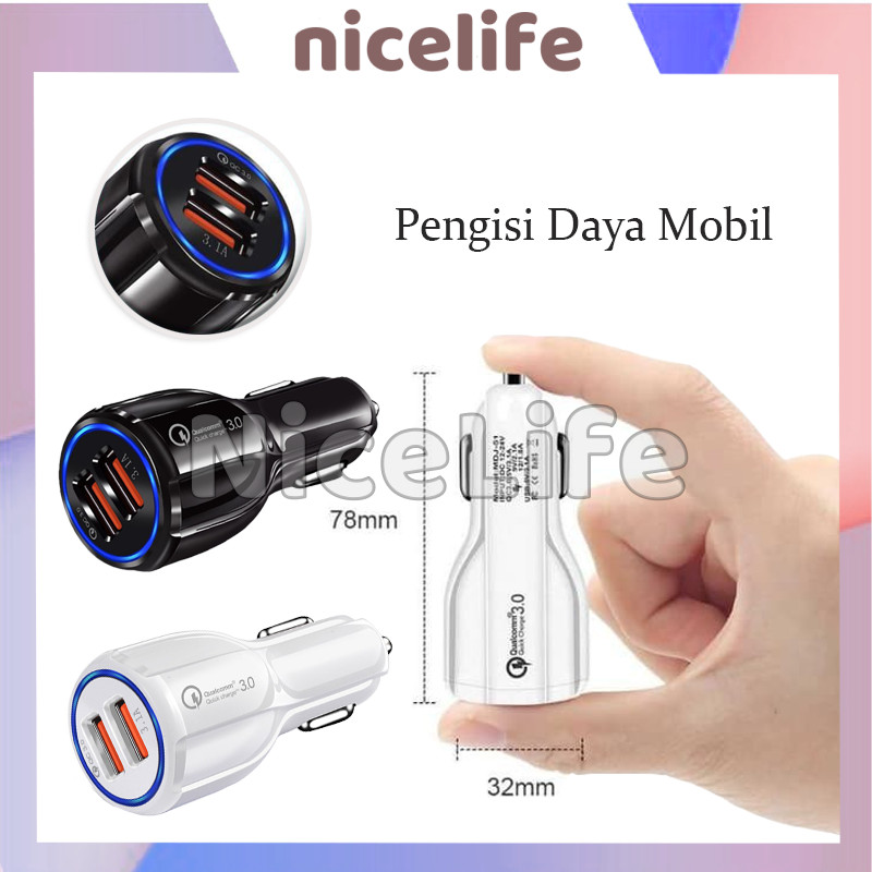 Car Charger Colokan Mobil Mini 2 Usb / Charger Hp Mobil Quick Charger / 2 Usb Fast Charging / Charge